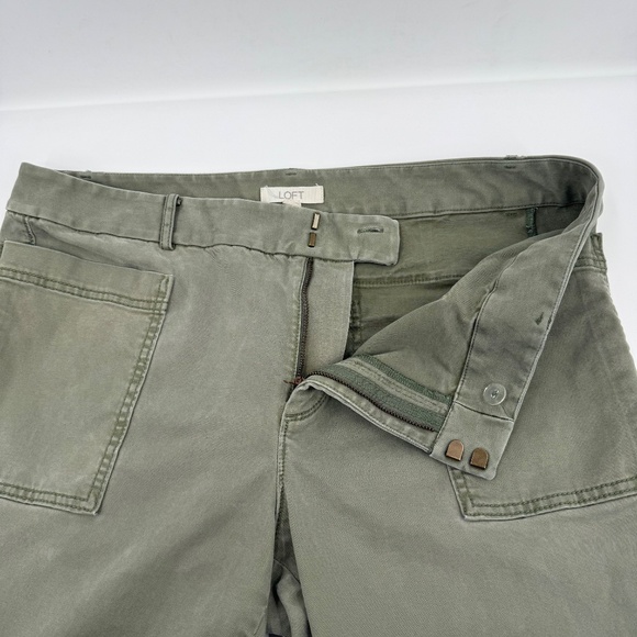 Loft Jeans Women 14 Green Skinny Stretch Denim Mid Rise Frayed Hem Pockets - Picture 6 of 13